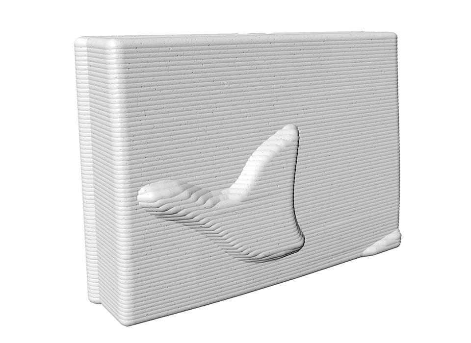 Einzelteil für Sichtschutzwand mit 3D-Betondruck