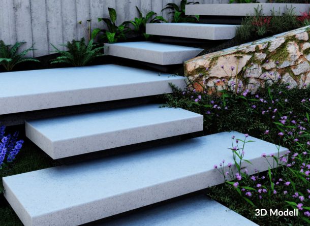 3D Modell der schwebenden Stufen am Computer geplant 